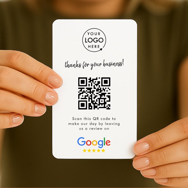 Google-Bewertungen | Business Review Link QR Code Visitenkarte (Google Review interactive QR code business cards branded with your company logo.)