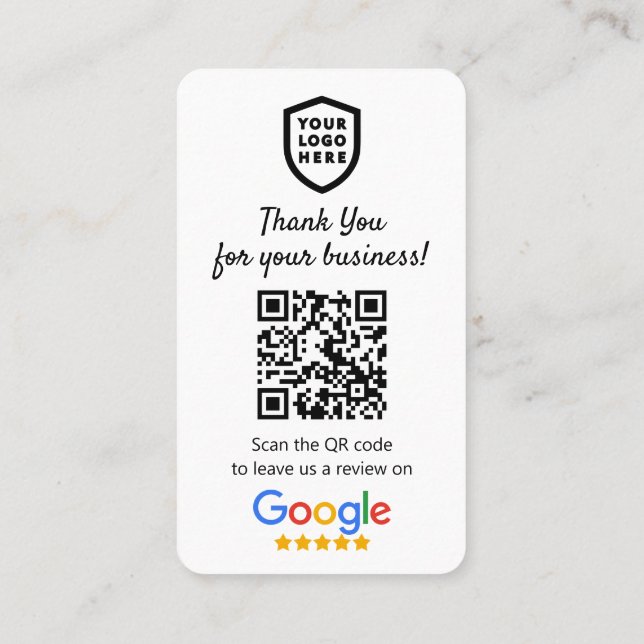 Google-Bewertungen | Business Review US White QR C Visitenkarte (Rückseite)
