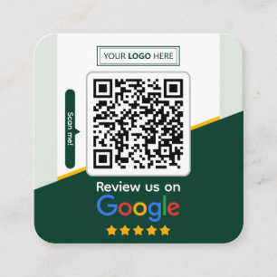 Google Bewertungen Geschäftsbewertungslink QR-Co Quadratische Visitenkarte