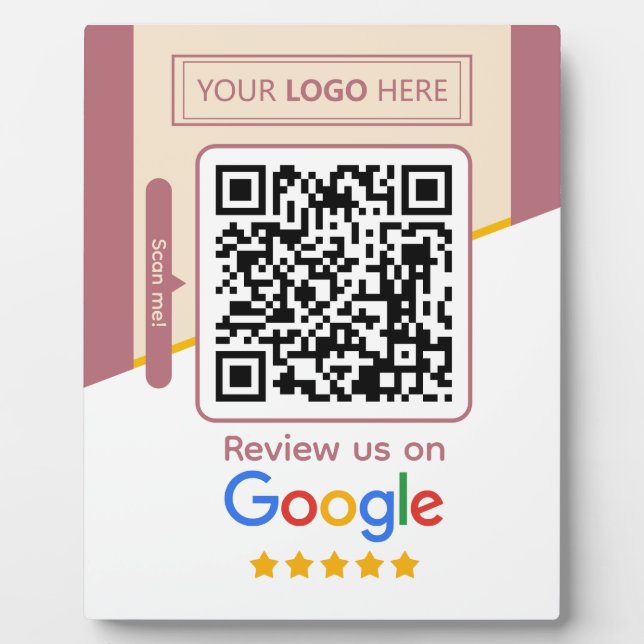 Google Bewertungen Geschäftssignatur QR-Code-Link Fotoplatte (Vorderseite)