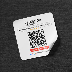 Google Bewertungen QR Code Bewerte Mein Unternehme Quadratischer Aufkleber