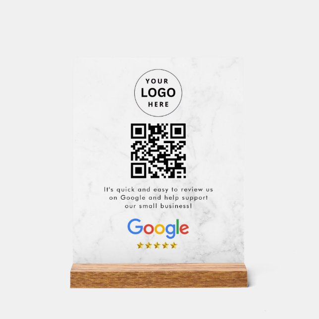 Google Bewertungen QR-Code Tischschild Acrylschild (Vorderseite)