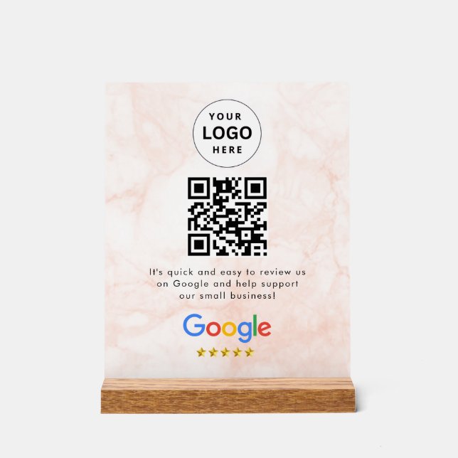 Google Bewertungen QR-Code-Tischschild Acrylschild (Vorderseite)