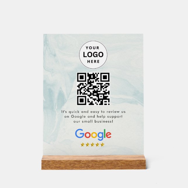Google Bewertungen QR-Code-Tischschild Acrylschild (Vorderseite)