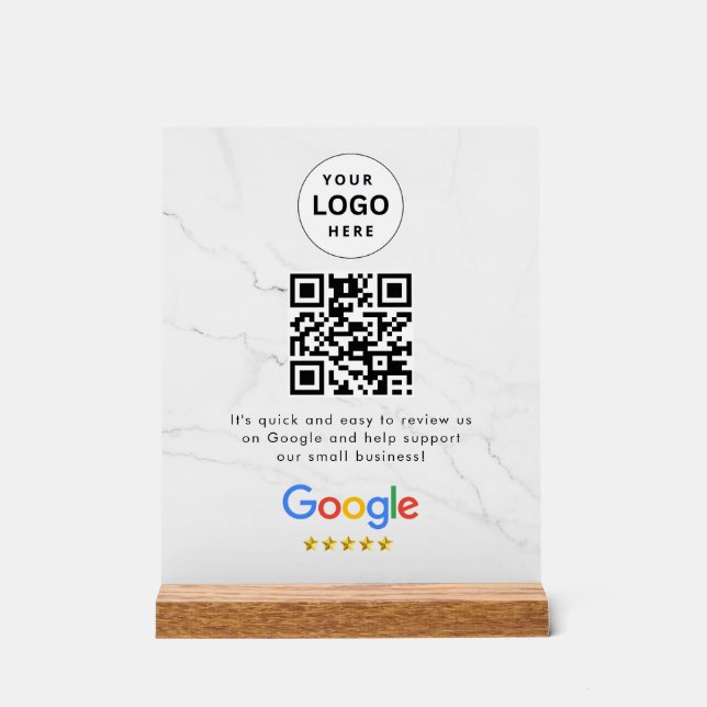 Google Bewertungen QR-Code-Tischschild Acrylschild (Vorderseite)