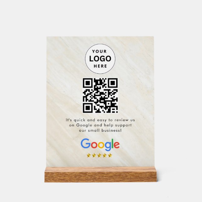 Google Bewertungen QR-Code-Tischschild Acrylschild (Vorderseite)