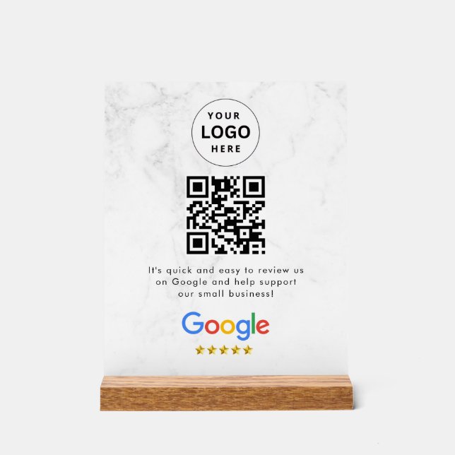 Google Bewertungen QR-Code-Tischschild Acrylschild (Vorderseite)