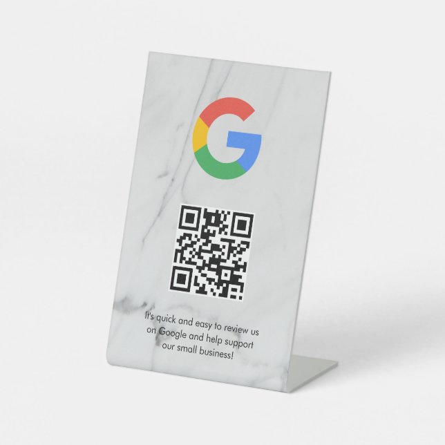 Google Bewertungen QR-Code-Tischschild Sockelschild (Vorderseite)