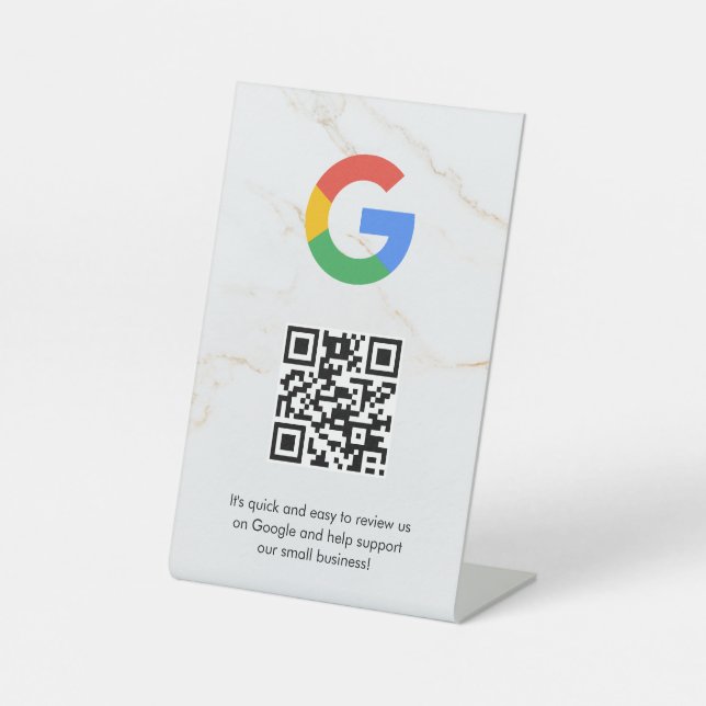 Google Bewertungen QR-Code-Tischschild Sockelschild (Vorderseite)