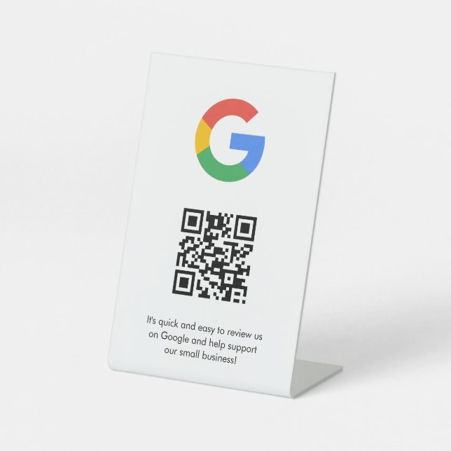 Google Bewertungen QR-Code-Tischschild Sockelschild (Vorderseite)