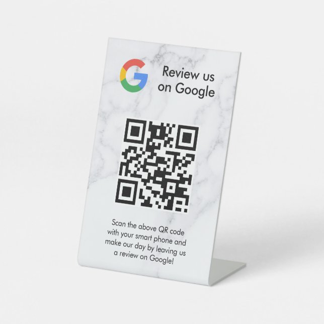 Google Bewertungen QR-Code Tischschild Sockelschild (Vorderseite)