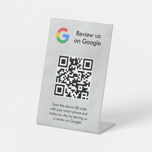 Google Bewertungen QR-Code-Tischschild Sockelschild (Vorderseite)
