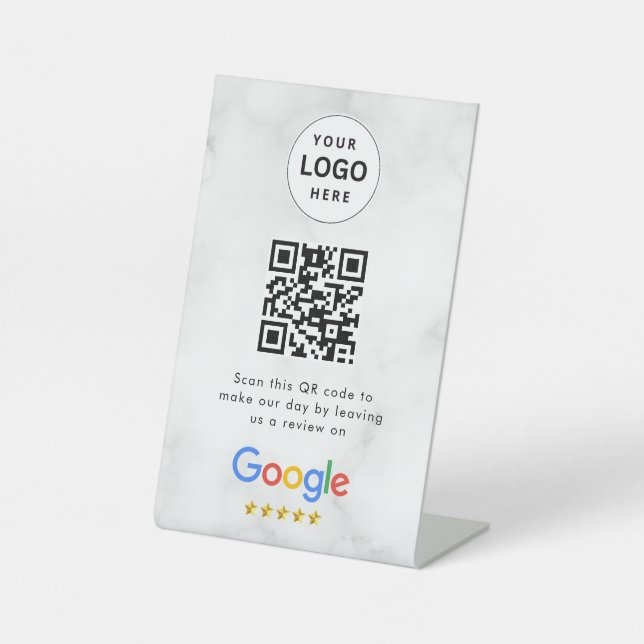 Google Bewertungen QR-Code-Tischschild Sockelschild (Vorderseite)