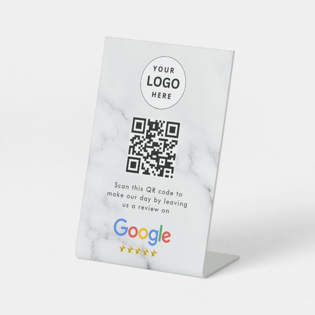 Google Bewertungen QR-Code-Tischschild Sockelschild (Vorderseite)