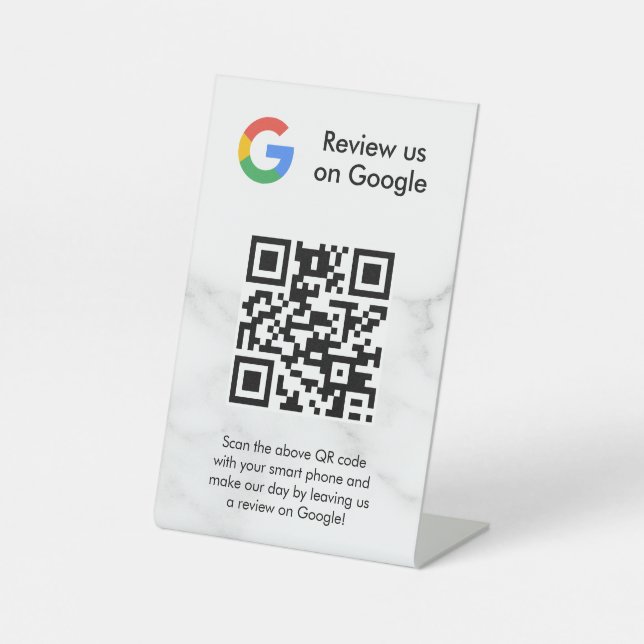 Google Bewertungen QR-Code-Tischschild Sockelschild (Vorderseite)