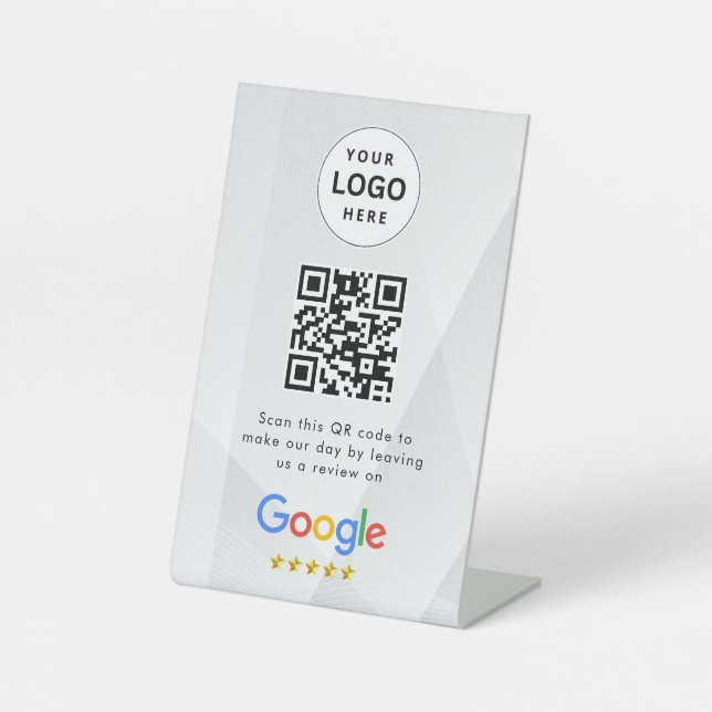 Google Bewertungen QR-Code-Tischschild Sockelschild (Vorderseite)
