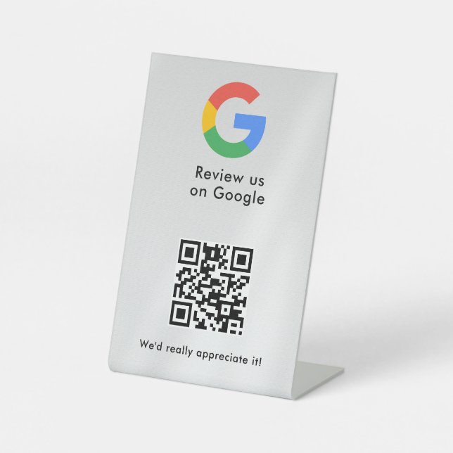 Google Bewertungen QR-Code-Tischschild Sockelschild (Vorderseite)