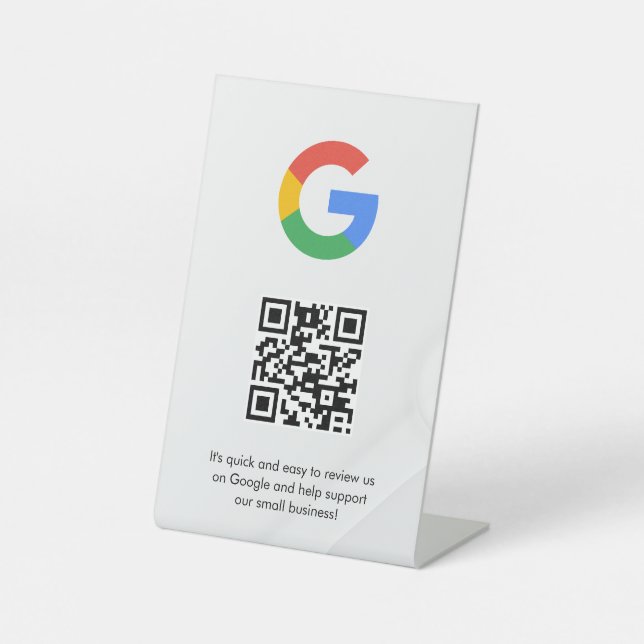 Google Bewertungen QR-Code-Tischschild Sockelschild (Vorderseite)