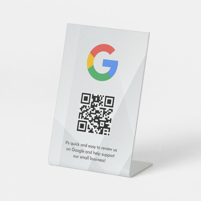 Google Bewertungen QR-Code-Tischschild Sockelschild (Vorderseite)