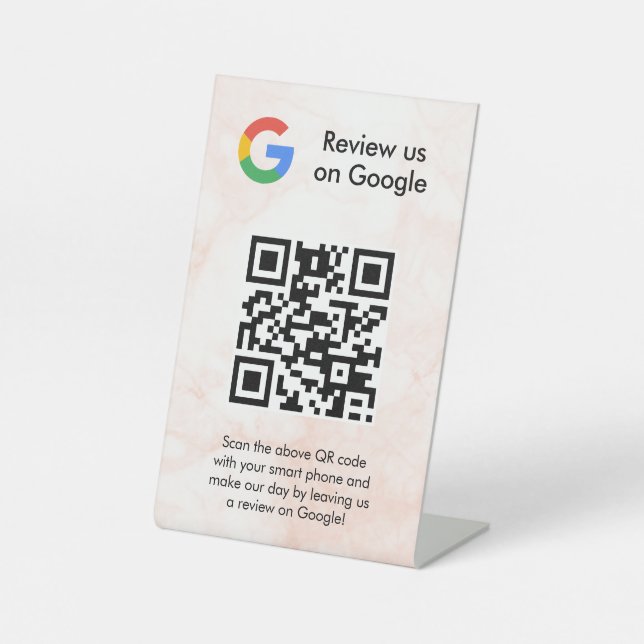 Google Bewertungen QR-Code-Tischschild Sockelschild (Vorderseite)