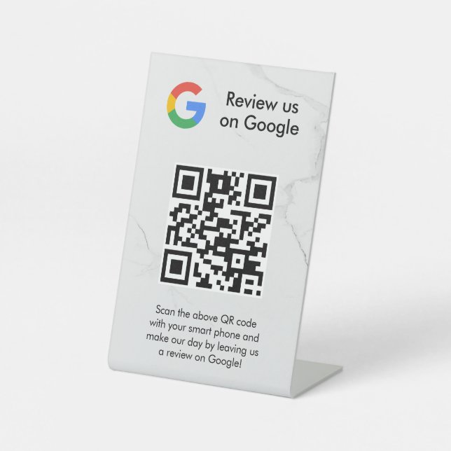 Google Bewertungen QR-Code-Tischschild Sockelschild (Vorderseite)