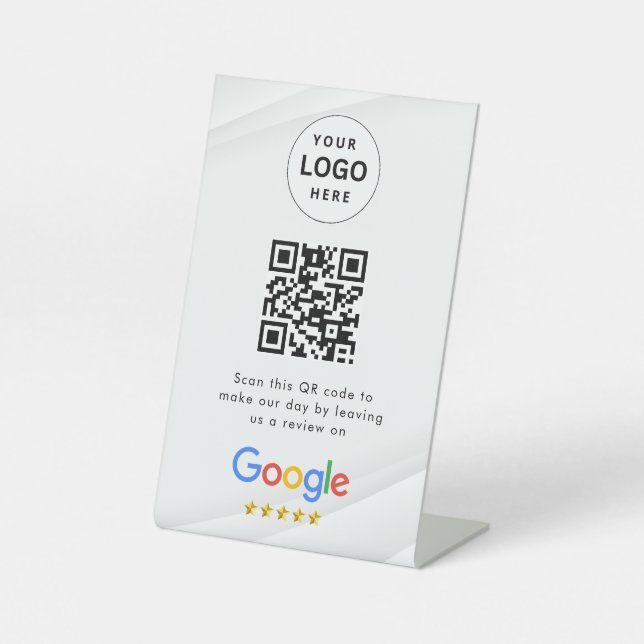 Google Bewertungen QR-Code-Tischschild Sockelschild (Vorderseite)