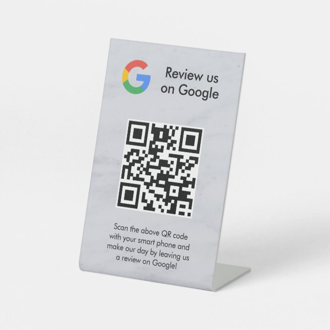 Google Bewertungen QR-Code-Tischschild Sockelschild (Vorderseite)