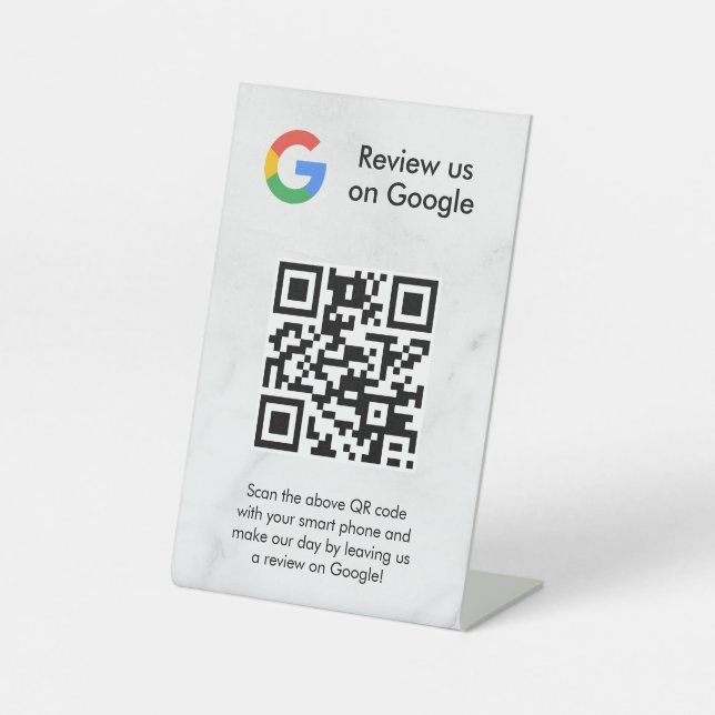 Google Bewertungen QR-Code-Tischschild Sockelschild (Vorderseite)