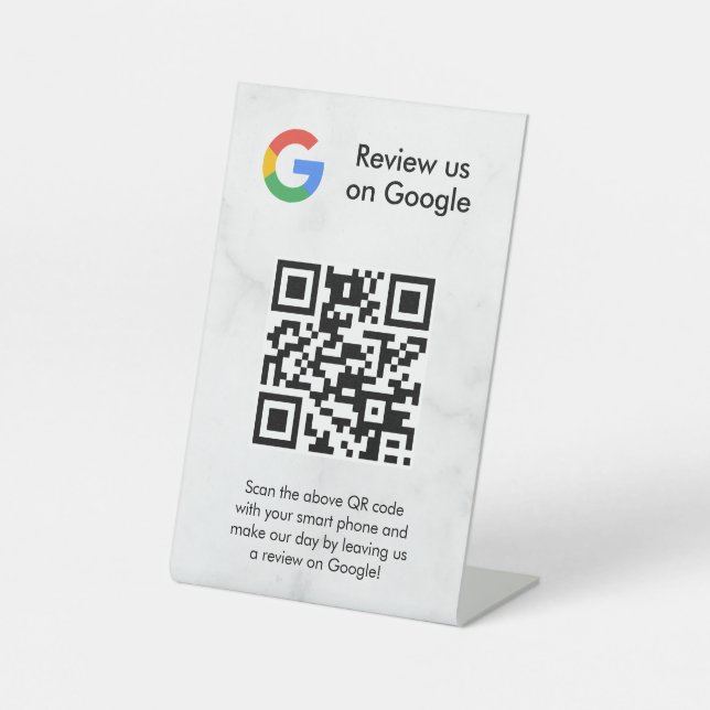 Google Bewertungen QR-Code-Tischschild Sockelschild (Vorderseite)