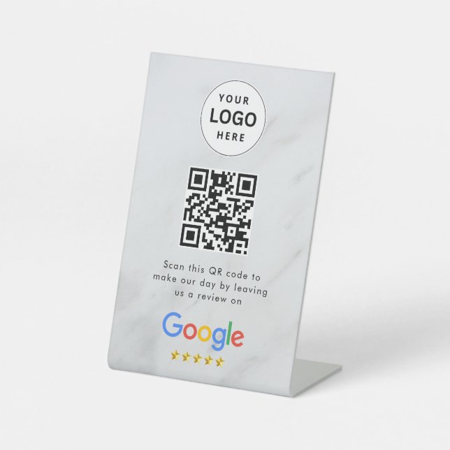 Google Bewertungen QR-Code-Tischschild Sockelschild (Vorderseite)