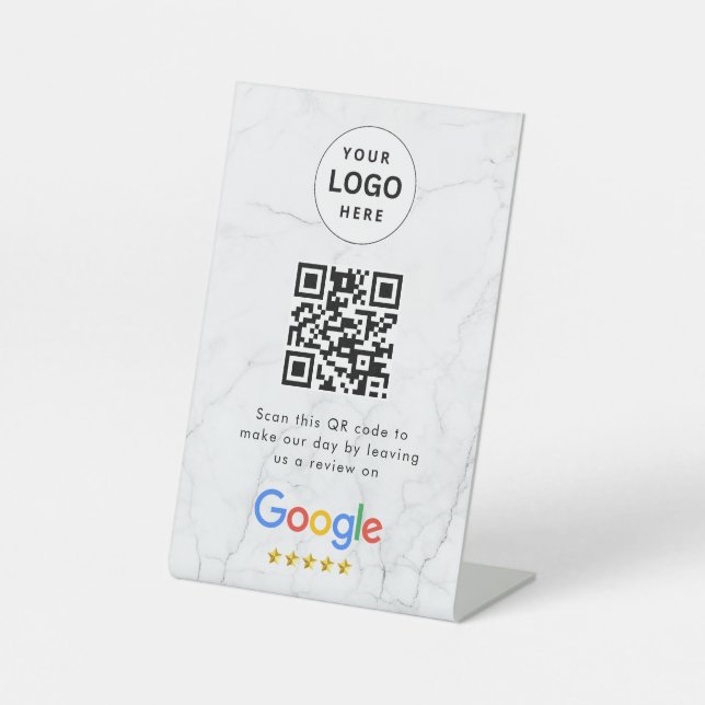 Google Bewertungen QR-Code-Tischschild Sockelschild (Vorderseite)