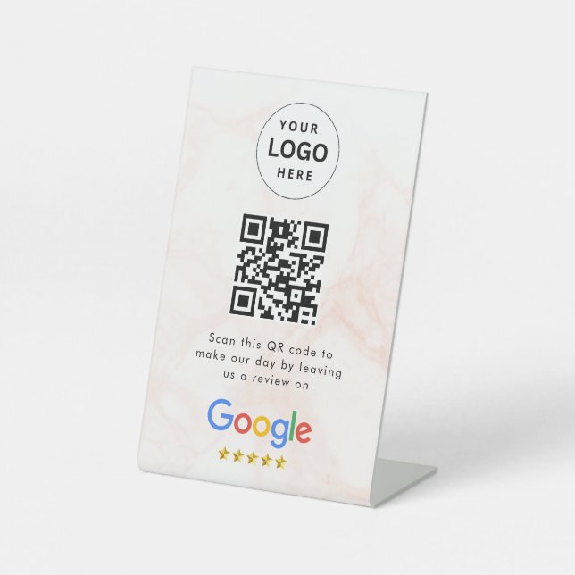 Google Bewertungen QR-Code-Tischschild Sockelschild (Vorderseite)