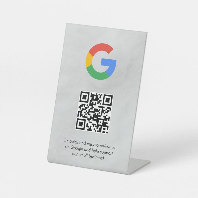 Google Bewertungen QR-Code-Tischschild Sockelschild (Vorderseite)
