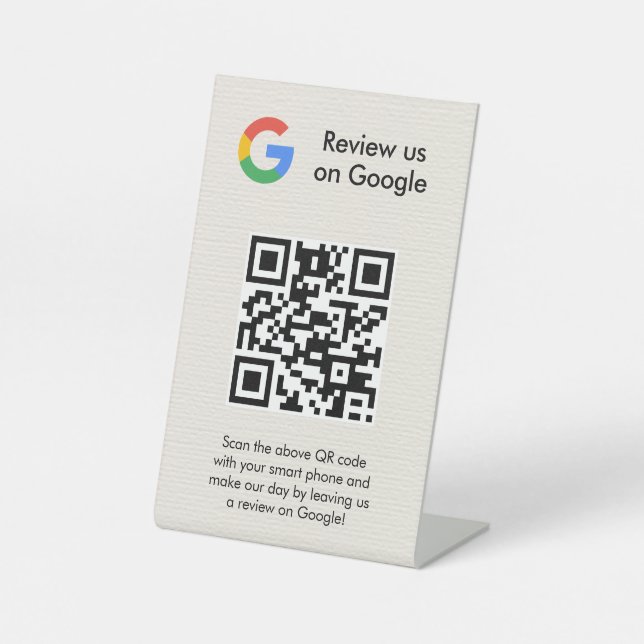 Google Bewertungen QR-Code-Tischschild Sockelschild (Vorderseite)