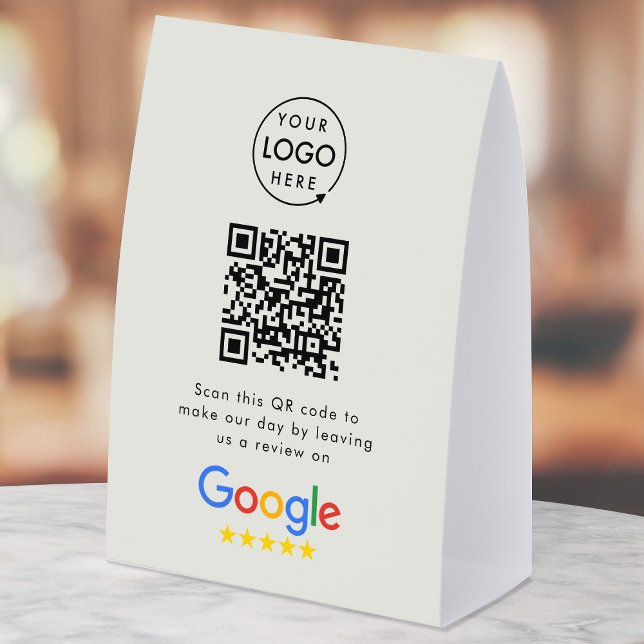 Google Bewertungen Tischschild | QR-Code-Tischstän Tischaufsteller (Google Review interactive QR code paper table tent signs branded with your company logo.)
