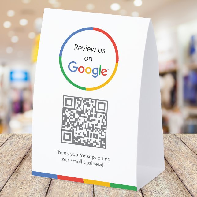 Google Bewertungen Tischschild | QR-Code-Tischstän Tischaufsteller (Gain Google reviews & grow your business with this editable rating request tabletop paper sign.)
