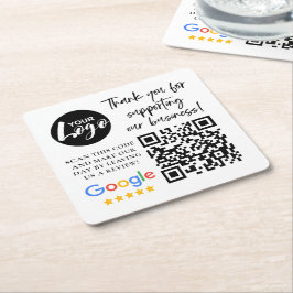 Google-Bewertungen Vielen Dank Logos QR-Code Rechteckiger Pappuntersetzer