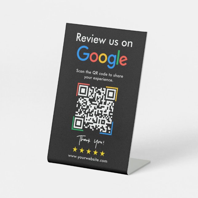 Google Bewertungen Werbe-Geschäfts-QR-Code Sockelschild (Vorderseite)