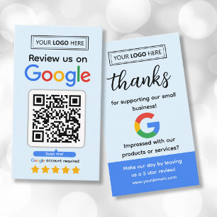 Google-Bewertungs-Geschäftskarten mit Logo und QR- Visitenkarte