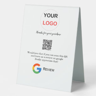 Google Bewertungs-Logo für Unternehmen Scan QR Bew Tischaufsteller