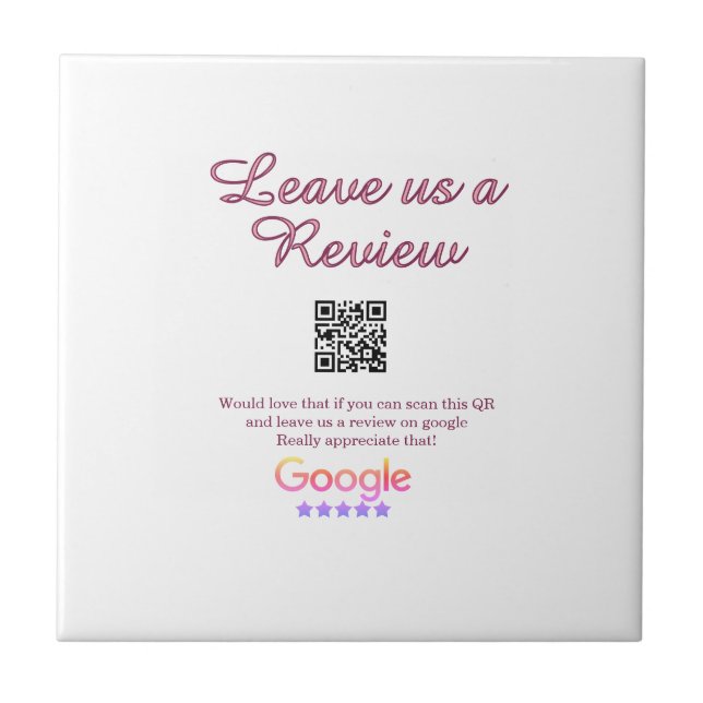 Google Bewertungs-Logo Geschäft Scan QR Bewertung Fliese (Vorderseite)