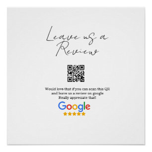 Google Bewertungs-Logo Geschäft Scan QR Bewertung Poster
