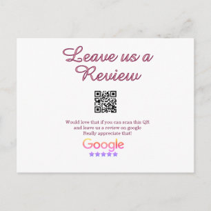 Google Bewertungs-Logo Geschäft Scan QR Bewertung Postkarte