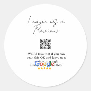 Google Bewertungs-Logo Geschäft Scan QR Bewertung Runder Aufkleber