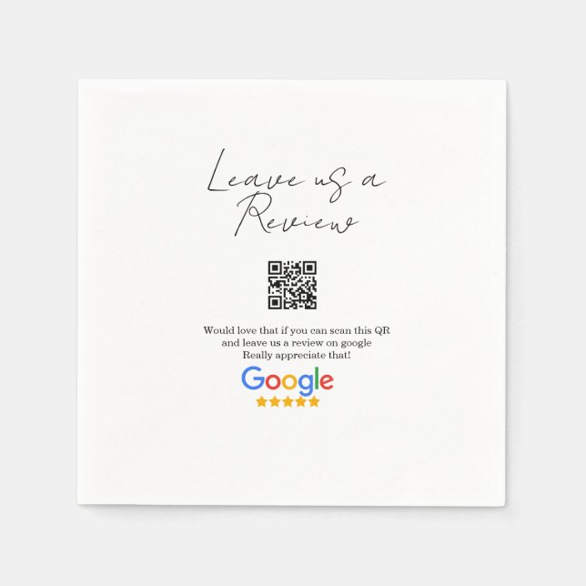 Google Bewertungs-Logo Geschäft Scan QR Bewertung Serviette (Vorderseite)