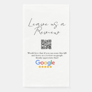Google Bewertungs-Logo Geschäft Scan QR Bewertung Serviette