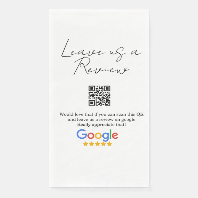 Google Bewertungs-Logo Geschäft Scan QR Bewertung Serviette (Vorderseite)