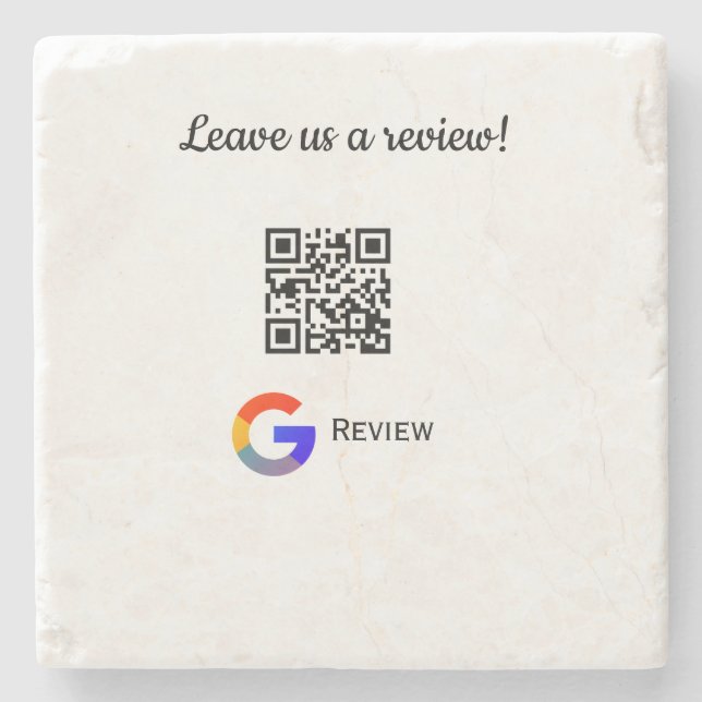 Google Bewertungs-Logo Geschäft Scan QR Bewertung Steinuntersetzer (Vorderseite)