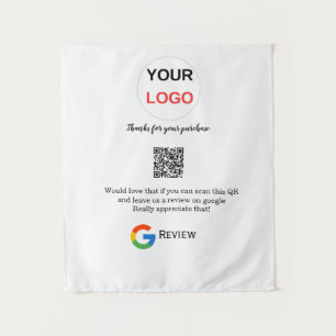Google Bewertungs-Logo Geschäft Scan QR Bewertung Wandteppich