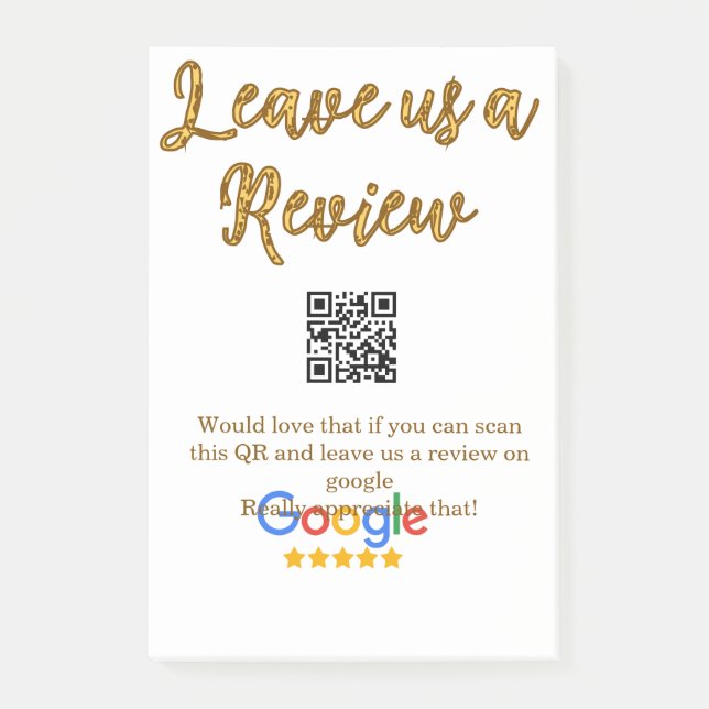 Google Bewertungs-Logo Scan QR Bewertung Post-it Klebezettel (Vorderseite)